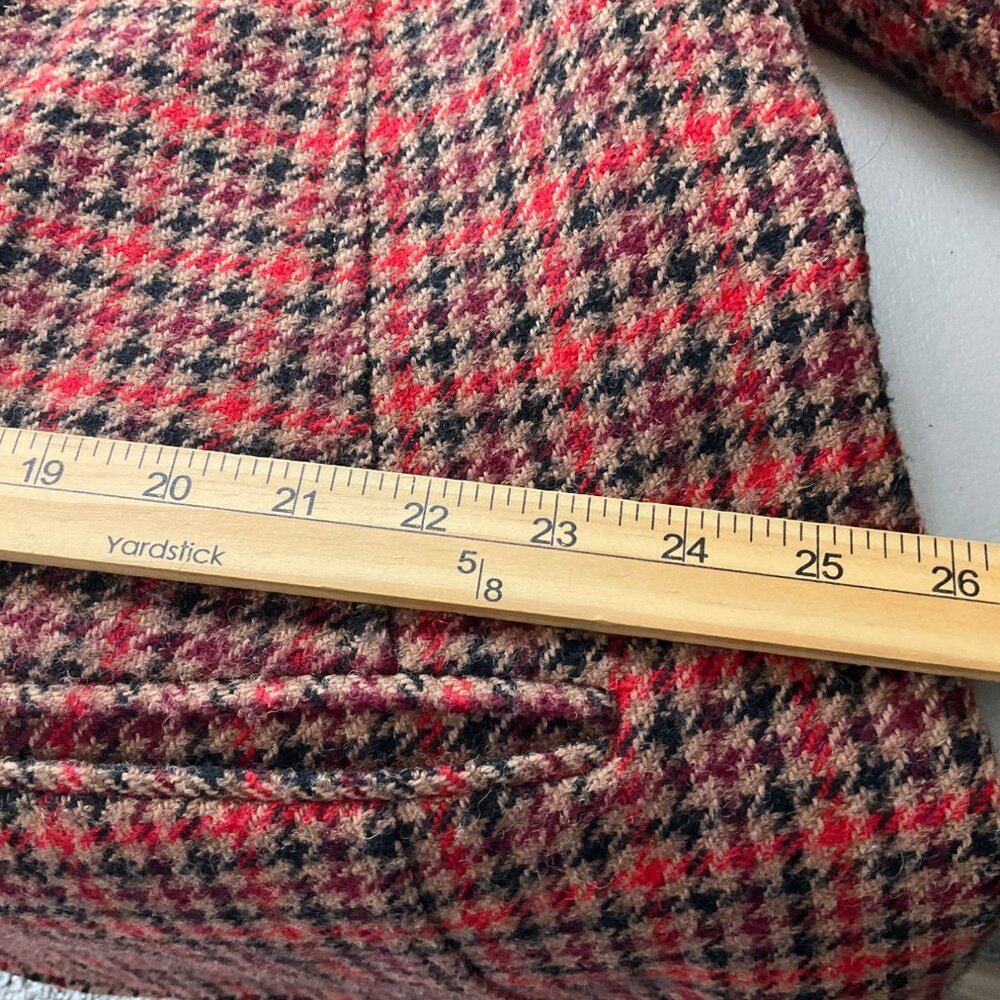 Talbots 20W Aberdeen Blazer Houndstooth Wool Bl Burgundy Old Money Classic - Picture 9 of 14
